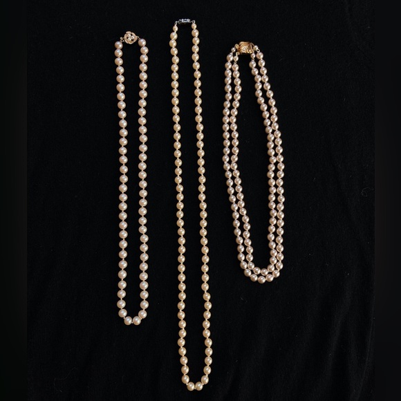 Vintage Long, Single Strand, Glass Pearl Necklace - Picture 7 of 7